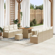 Set Divano da Giardino con cuscino 10 pcs Beige polyrattan