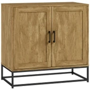 Credenza da Soggiorno a 2 Livelli con Ripiano Regolabile, in Legno e Acciaio, 80x40x78 cm, Marrone e Nero