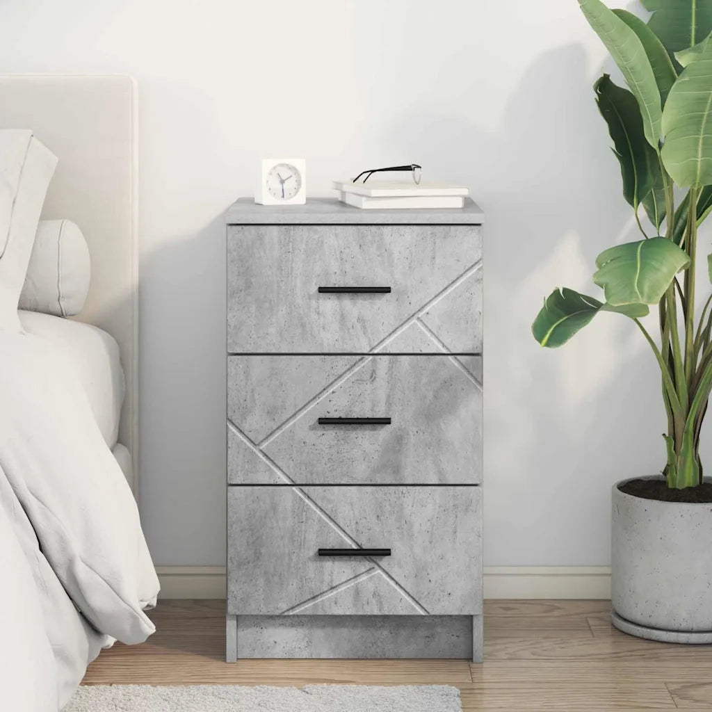 Comodino | Armadio da Notte | Mobiletto da notte con cassetto Grigio cemento 38 x 38 x 66 cm
