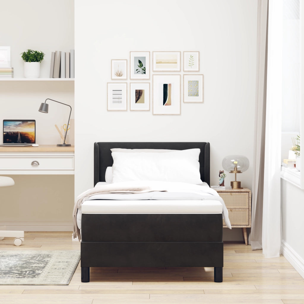 Letto a Rete con Materasso Nero 100x200 cm Velluto