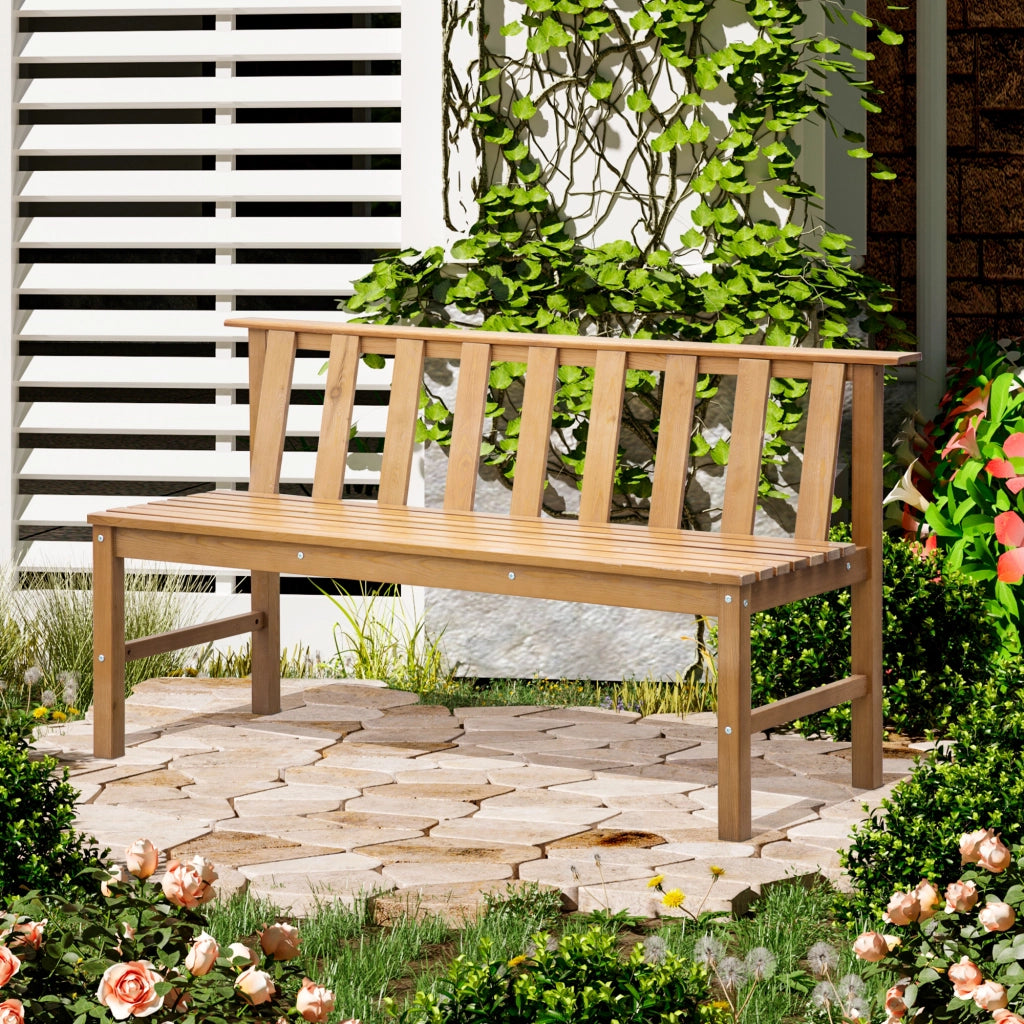 Panchina da Giardino 3 Posti ¨C zephmum ¨C Legno Massello Naturale 144x60x77 cm