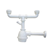 Trade Shop - Sifone Moplen Lavello 2 Vie Senza Piletta Attacco Lavandino Lavatrice Scarico -