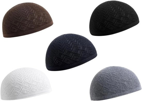 5 pezzi di copricapo per uomo islamico in cotone per inverno, kufi per Ramadan e Eid