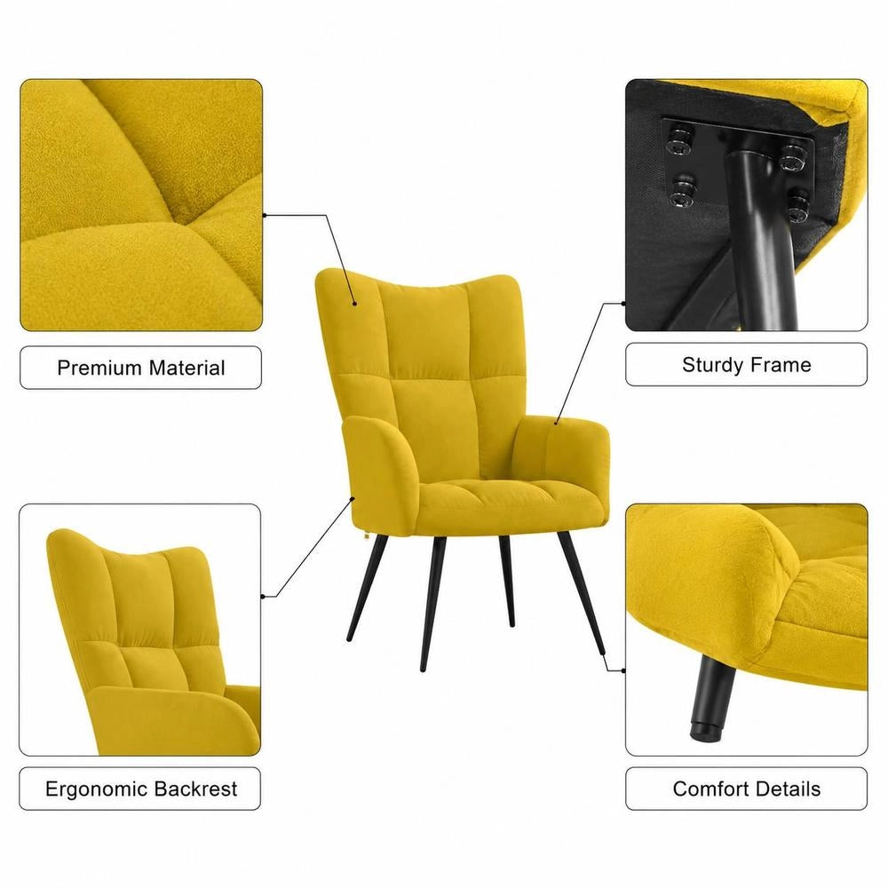 Reclining Armchair, Mustard Yellow Velvet