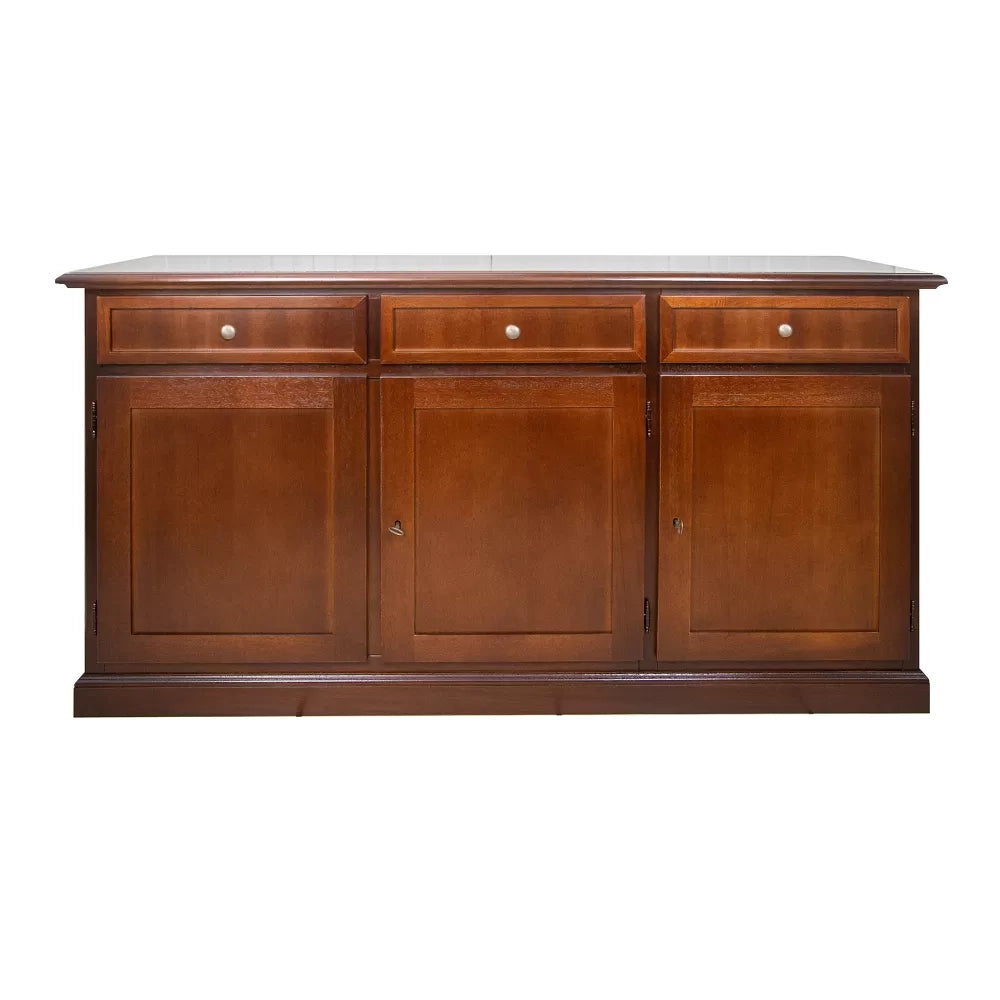 Madia credenza in legno 3 porte 3 cassetti tinta ciliegio 156x42x85 - Mobili 2G