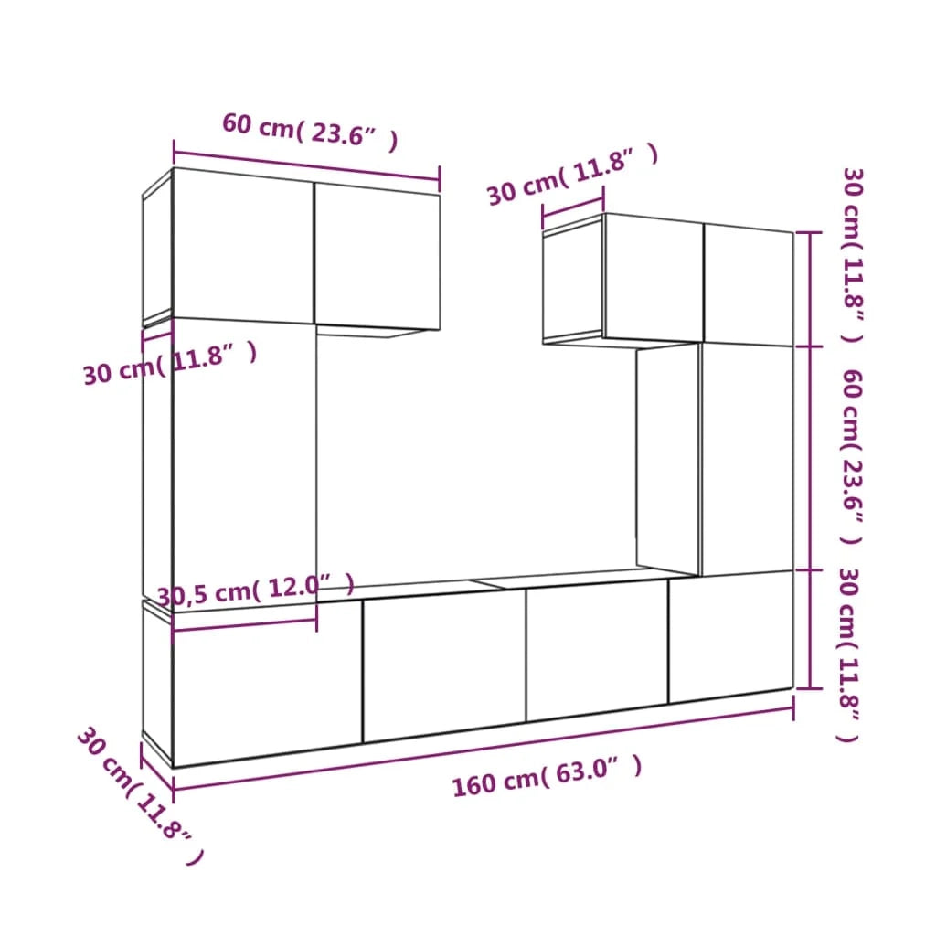 Set di mobili da 6 pezzi tra cui armadio credenza mobile TV televisore per soggiorno camera da letto salotto legno ingegnerizzato bianco 02_0025023