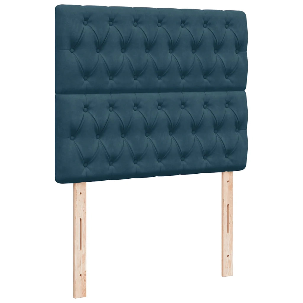 Letto a Molle Materasso e LED Blu Scuro 120x190 cm in Velluto