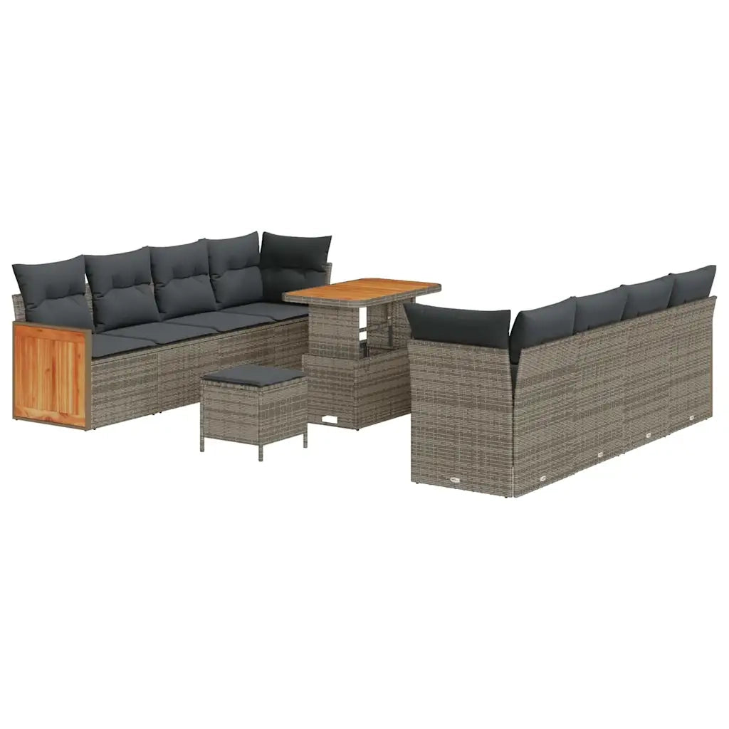 Set Divano da Giardino con cuscino 12 pcs Grigio polyrattan 3365233