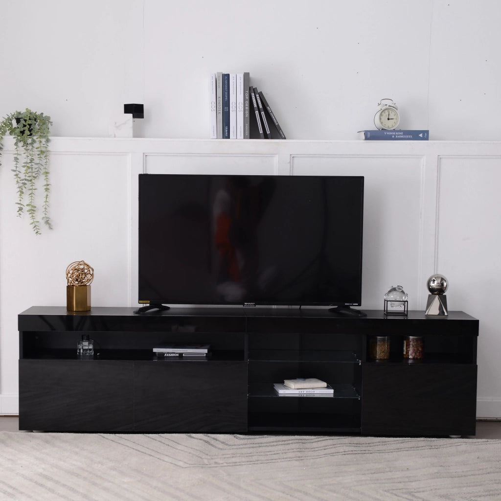 Mobile TV moderno - Zephmum - 180cm - Nero - Pannello chiaro, illuminazione LED variabile