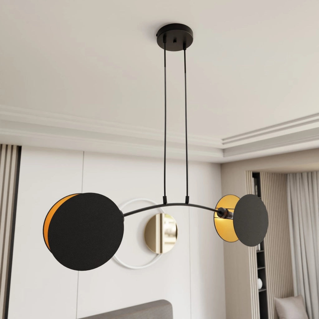 Lampada a sospensione MOTIF in acciaio nero e oro