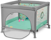 Culla 2 in 1 Letto da Campeggio e Culla 100 x 100 cm fino a 15 kg 0-36 mesi Entrata laterale con chiusura a rullo-Matrimonio con ruote con freno Facile piegatura Borsa di trasporto - Inclina la culla