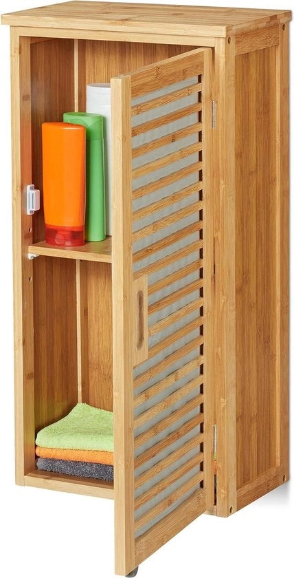 Cassa da bagno in bambù 2 cassetti - pannelli regolabili in altezza - naturale - dimensioni: 66 x 35 x 20 cm