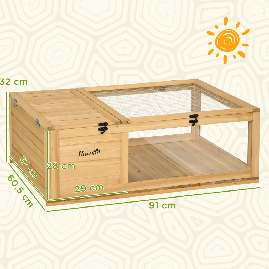 Gabbia per animali piccoli ¨C zephmum ¨C 91x60,5x32 cm legno massello giallo chiaro