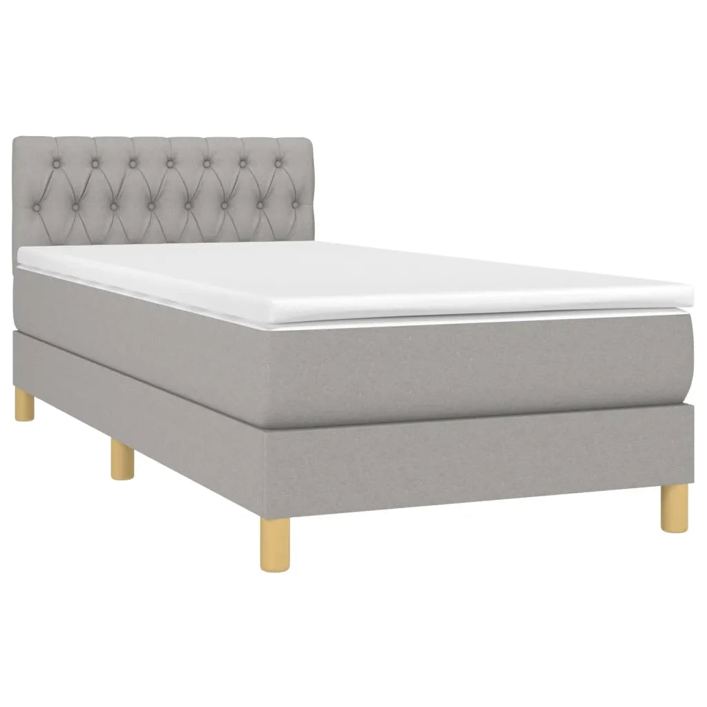 Letto a Molle Materasso e LED Grigio Chiaro 90x200 cm Tessuto 3133925