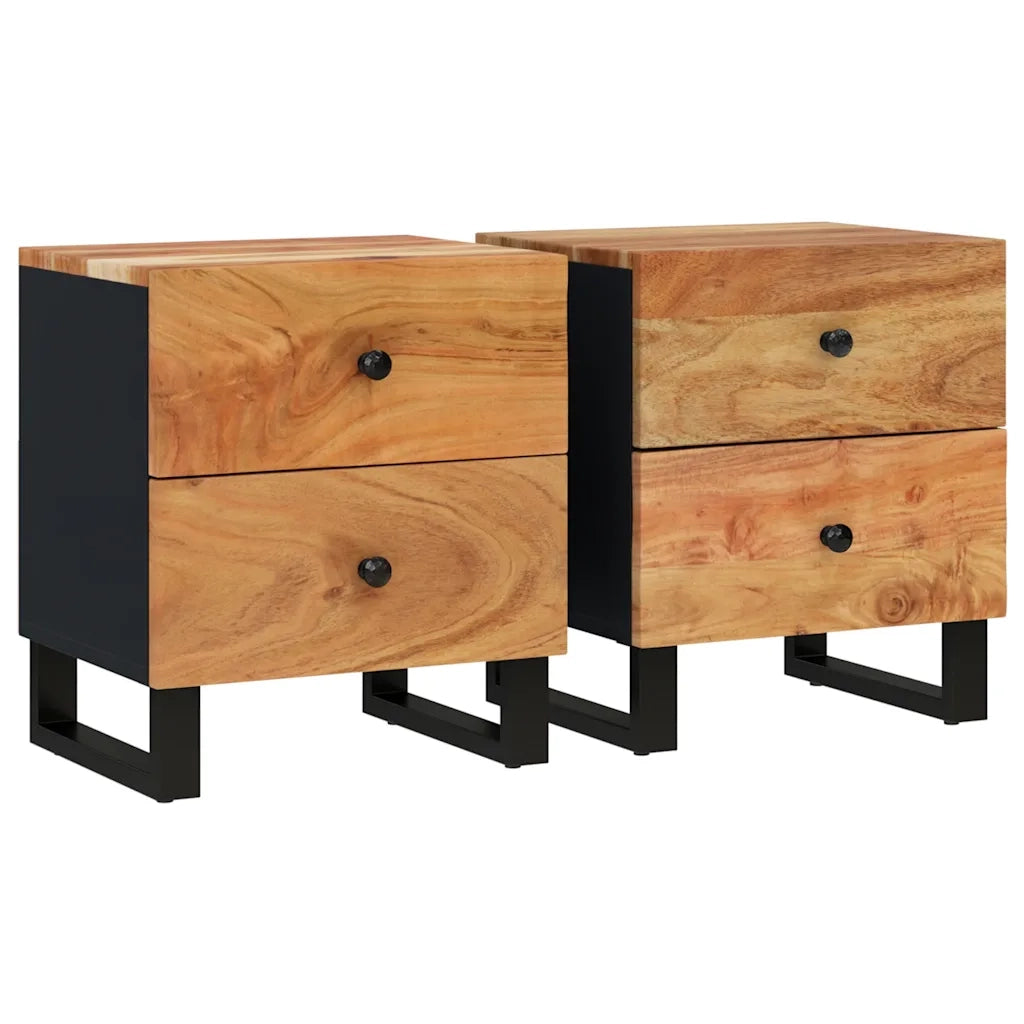 Comodini 2pz 40x33x46 cm in Legno Massello di Acacia 345217