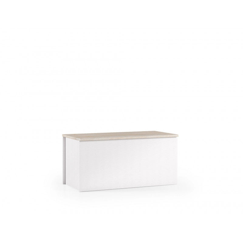 Baule contenitore con chiusura rallentata soft closing bianco con top rovere 90x45x45 cm - Terraneo