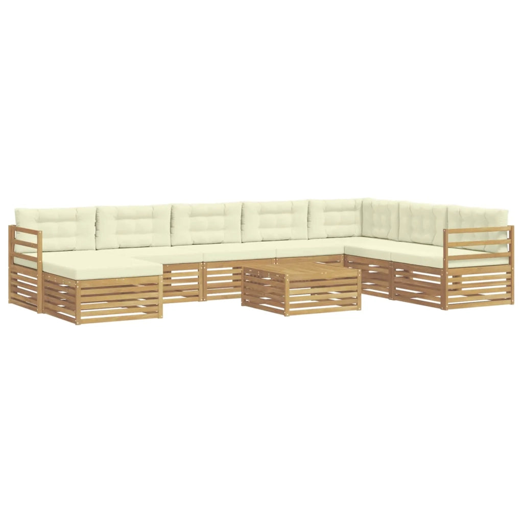 Set di divani da esterno 9 pcs Bianco e Crema Poliestere 3390985