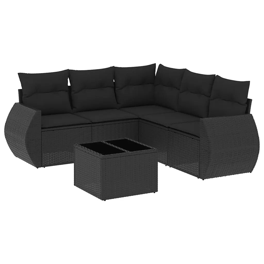 Set Divano da Giardino 6 pz con Cuscini Nero in Polyrattancod mxl 116022