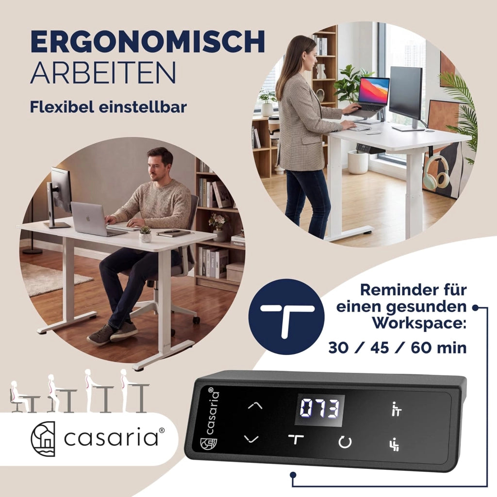 ® Scrivania Elettrica 140 x 70 cm Ergonomica Regolabile Altezza Caricatore Wireless Porta USB-C/A Display LCD Funzione Memoria Carico Max 80kg