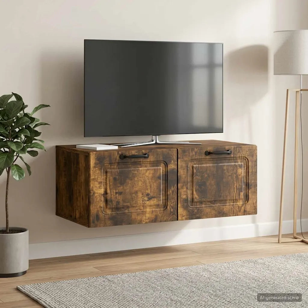 Mobile Porta TV da Muro Rovere Fumo 78,5 x 41 x 30 cm 899370