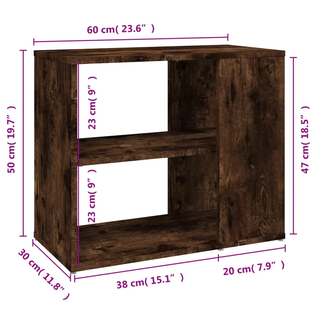 Mobiletto Laterale Rovere Fumo 60x30x50 cm in Legno Multistrato 815813