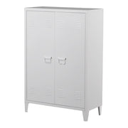 Armadio armadietto per ufficio mobiletto portaoggetti per ufficio officina camera da letto mobiletto per ufficio in metallo con 2 ante 110 x 75 x 33 cm bianco 03_0006334