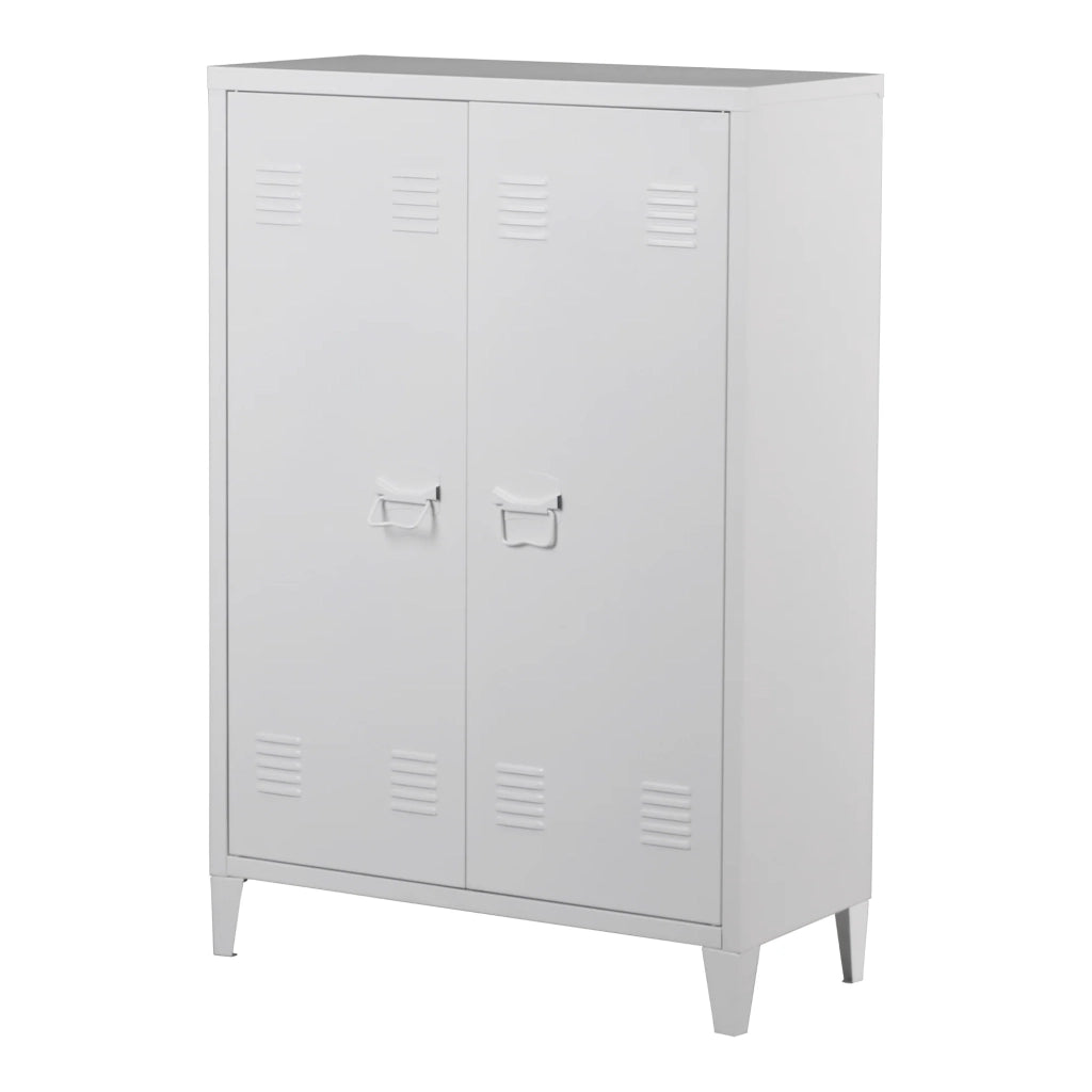 Armadio armadietto per ufficio mobiletto portaoggetti per ufficio officina camera da letto mobiletto per ufficio in metallo con 2 ante 110 x 75 x 33 cm bianco 03_0006334