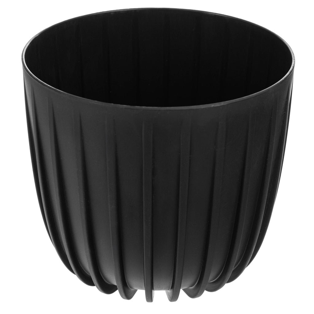 KADAX Vaso da fiori, coprivaso rotondo da 17,5 cm in plastica, supporto per fiori nero