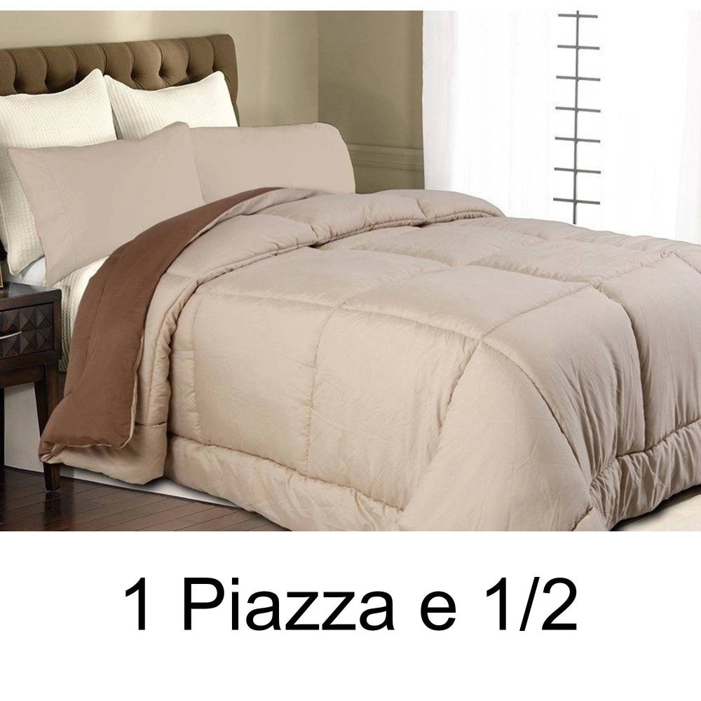 Trade Shop - Trapunta Doubleface Matrimoniale 1 Piazza E 1/2 Mezza Beige Marrone Anallergico -