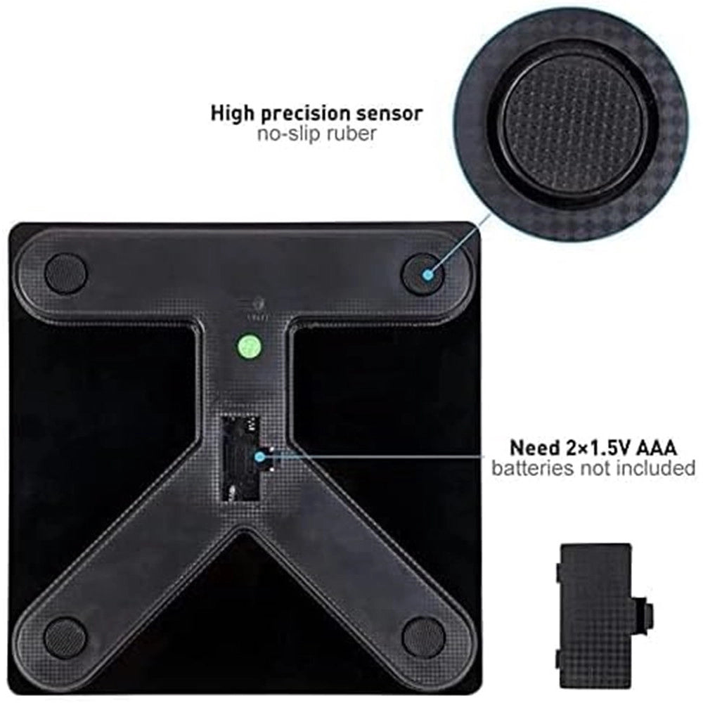 Trade Shop - Bilancia Pesapersone Professionale Nera Impedenziometrica Bluetooth Digitale Con App -