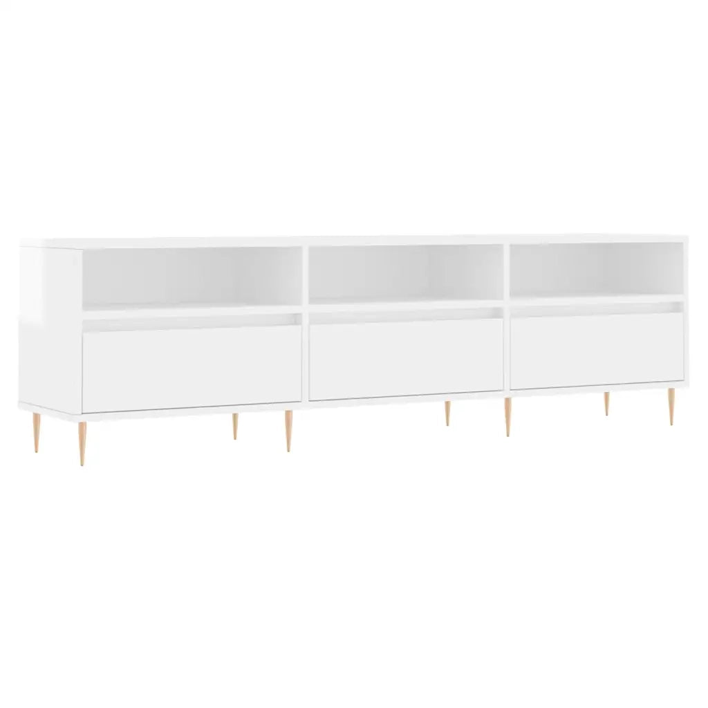 Mobile Porta TV-Mobile per TV-Credenza TV Bianco Lucido 150x30x44,5 cm Legno Multistrato