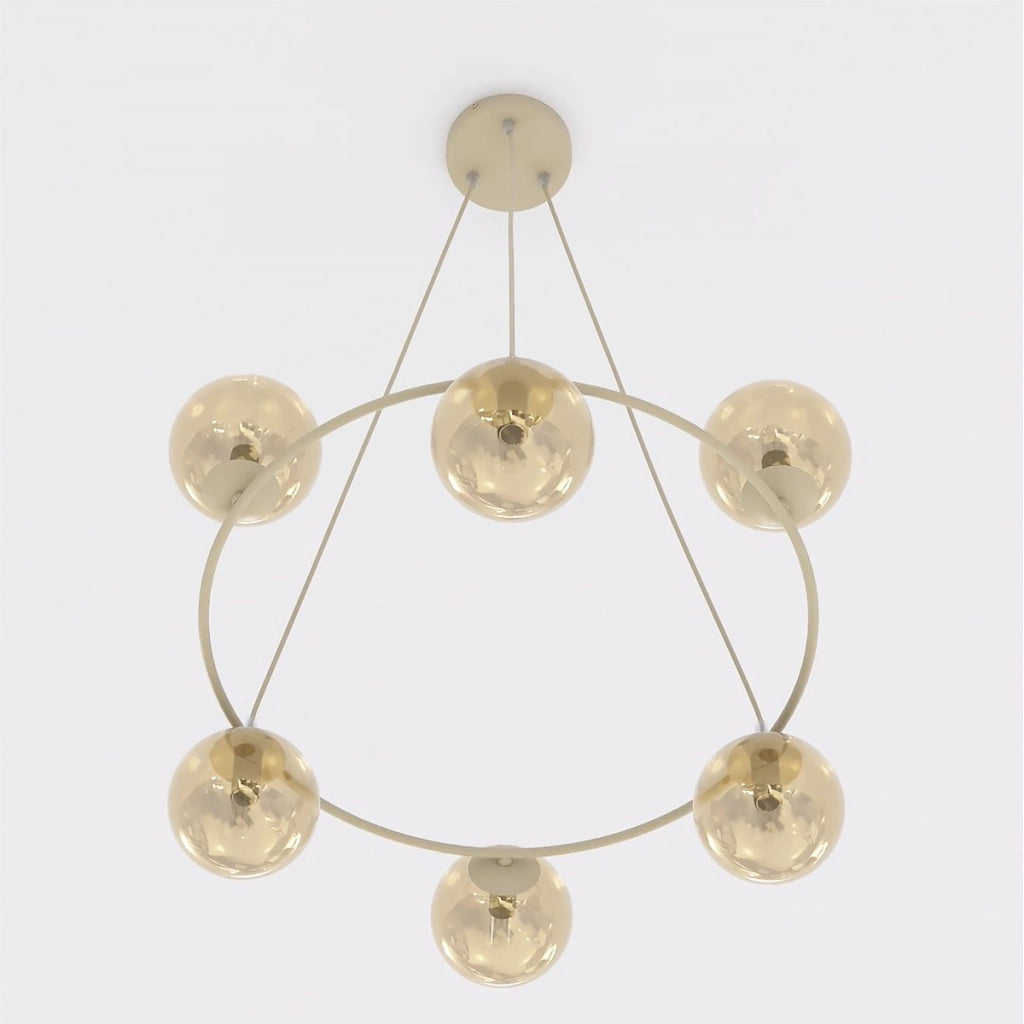 Lampada a sospensione AZURA in acciaio beige e vetro ambrato