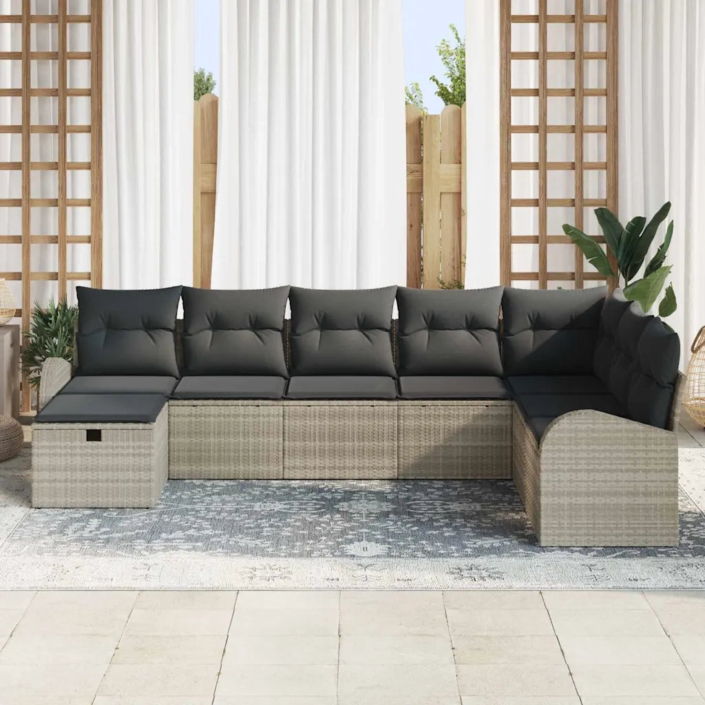 Set di divani con cuscino Grigio chiaro polyrattan 3359131