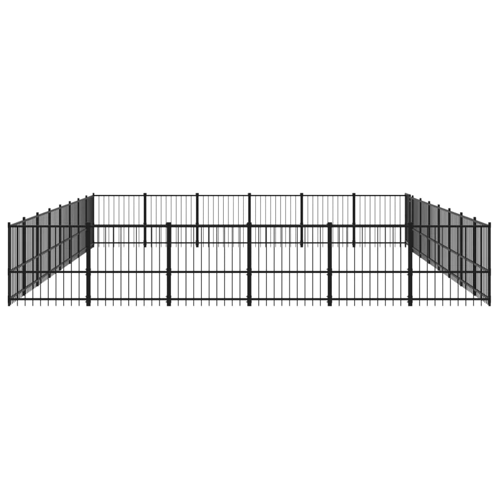 Cuccia gabbia per animali da esterno pac per cani in acciaio 45,16 m² nero 02_0041850