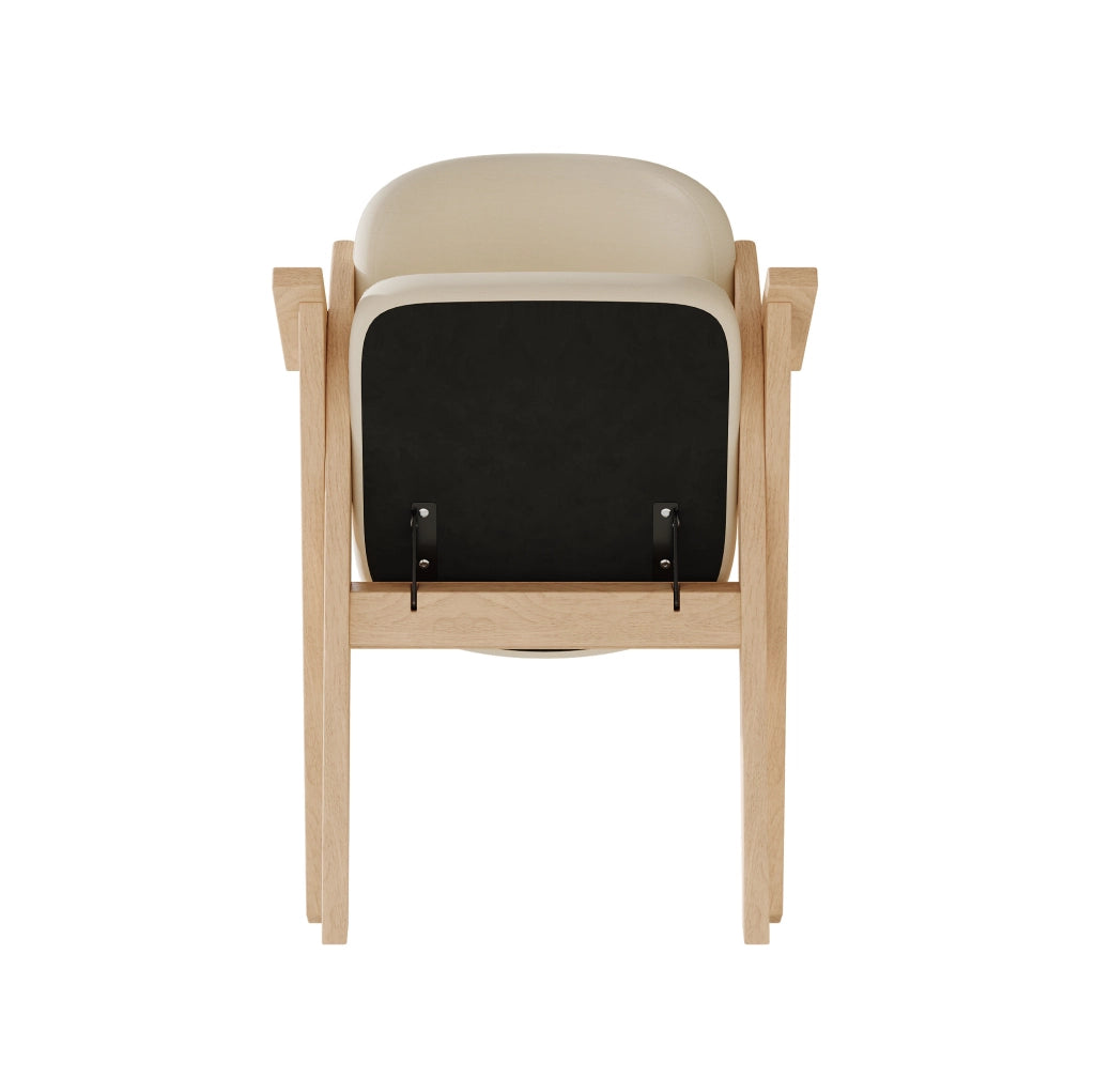 Set di 2 sedie da pranzo pieghevoli in legno massello con cuscino in lino beige