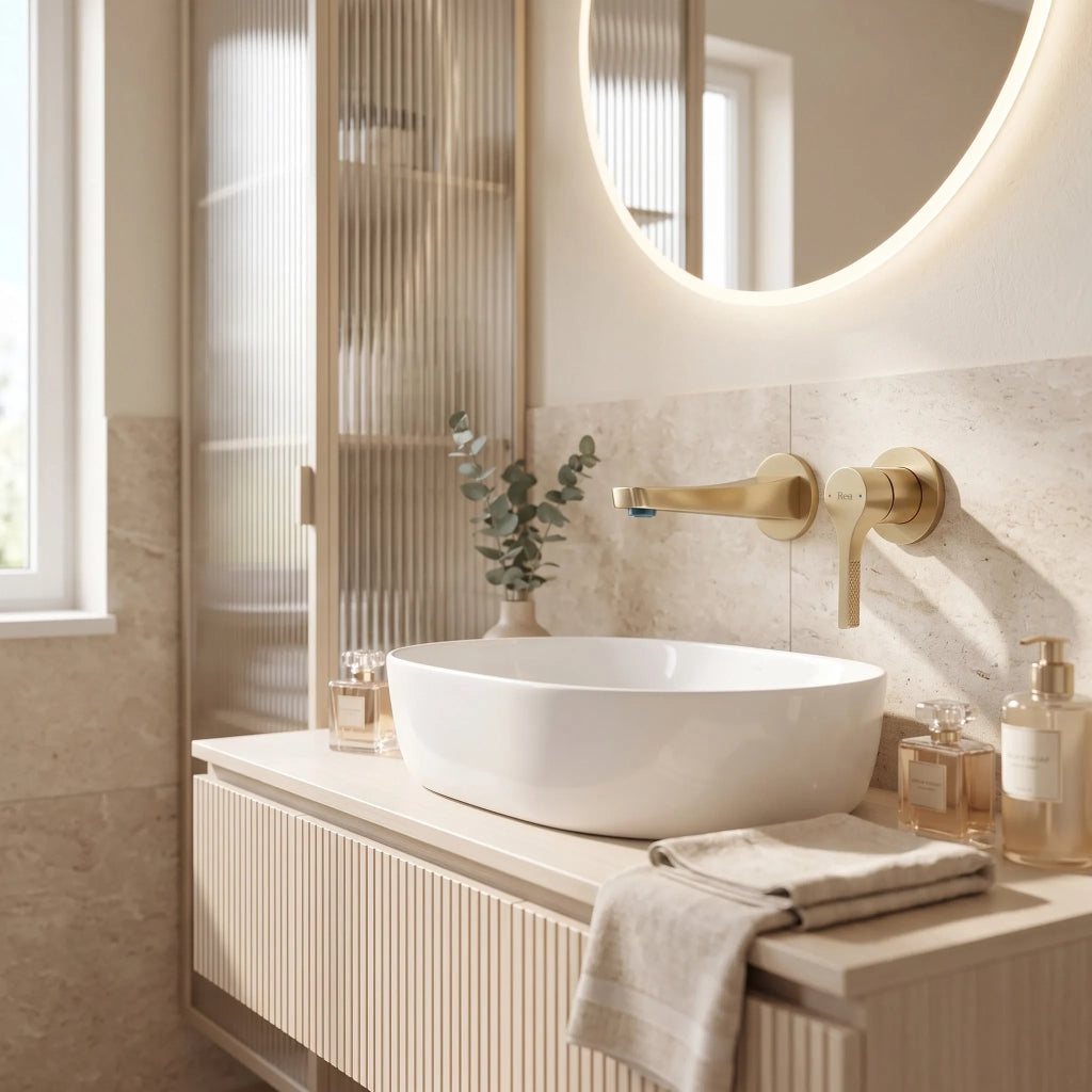 Miscelatore Lavabo Da Incasso Rea Maxim Brush Gold + Box