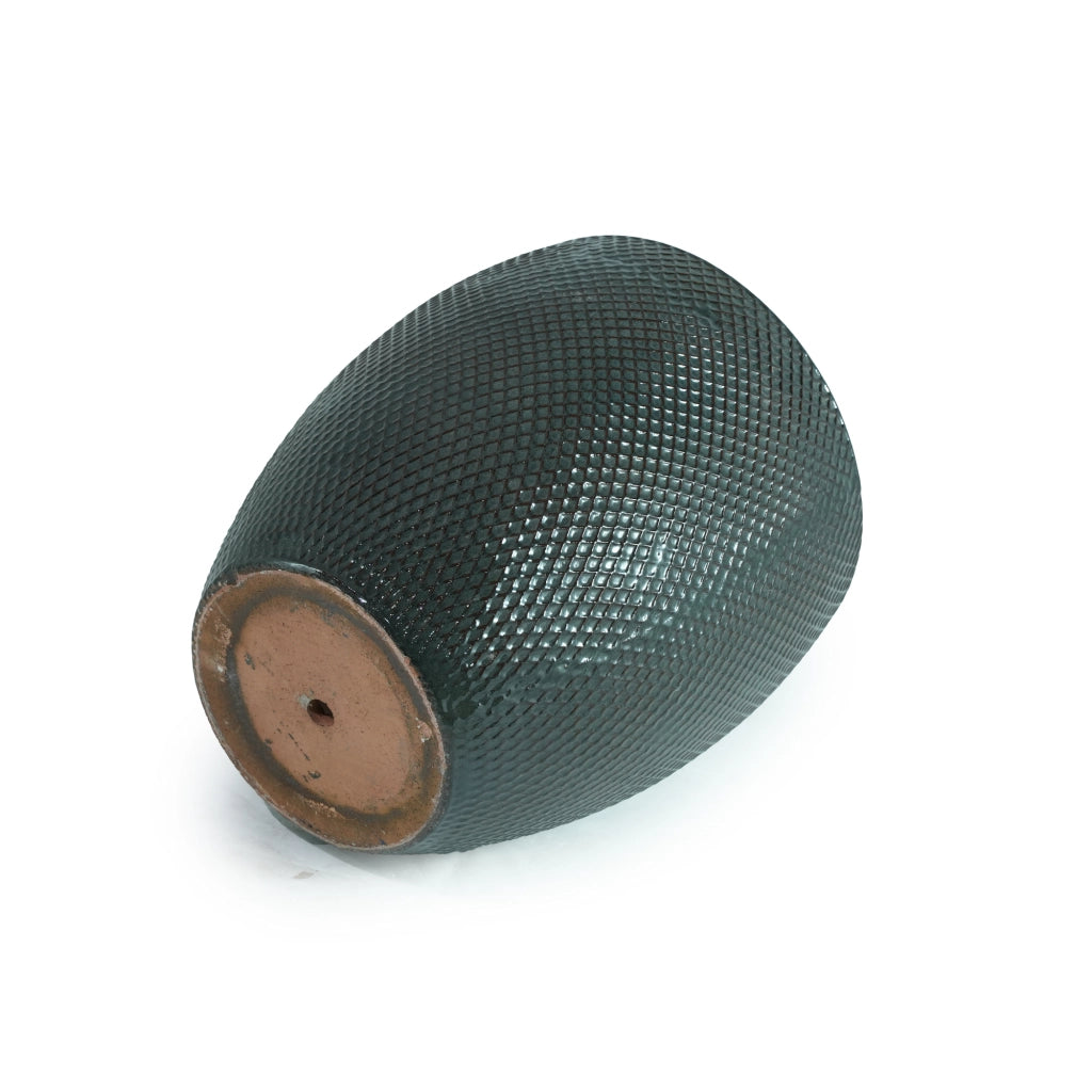 Vaso in ceramica extra grande Ø46 cm H 53 cm, verde muschio lucido, con fori di drenaggio