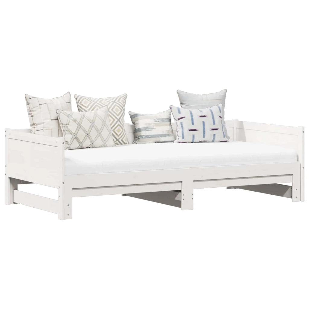 Letto Giorno Estraibile Bianco 180 x 200 cm Pino massello 8004796