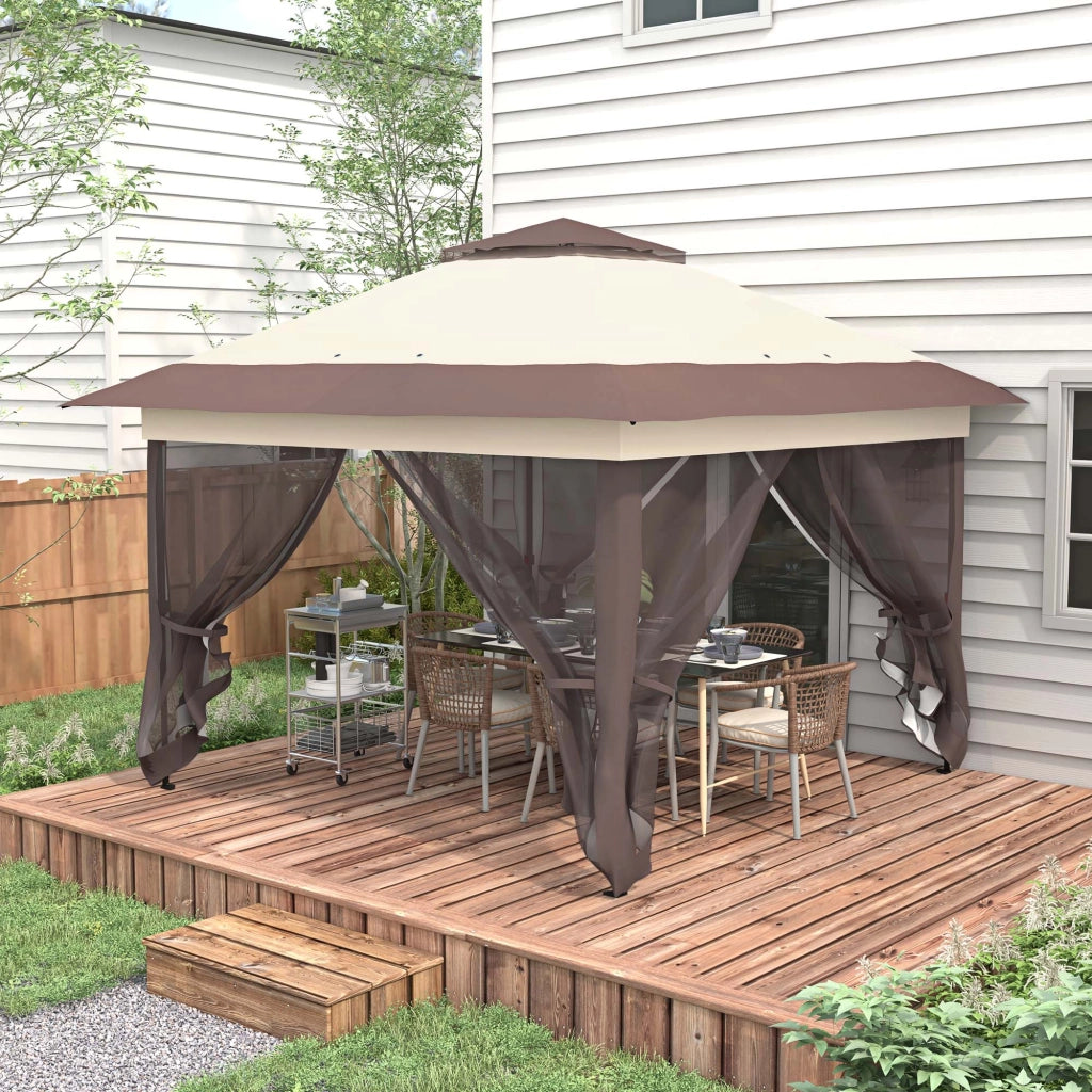 Gazebo pieghevole pop-up con zanzariere ¨C Xylo ¨C acciaio poliestere marrone kaki