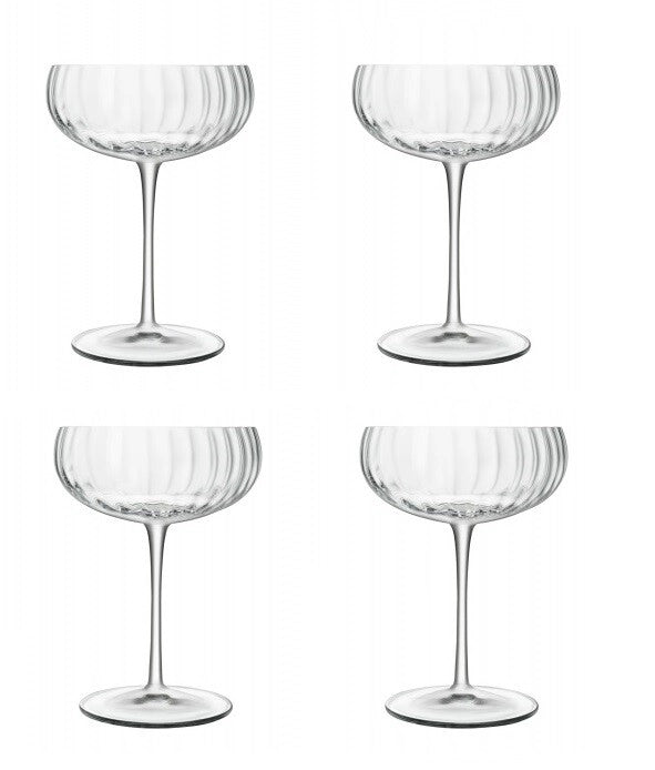 Set 4 Calici Bicchieri Prosecco Champagne in Vetro Optica 30 cl Luigi Bormioli