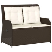 Panchina Reclinabile da Giardino | Panca da Giardino con Cuscini Marrone in Polyrattan