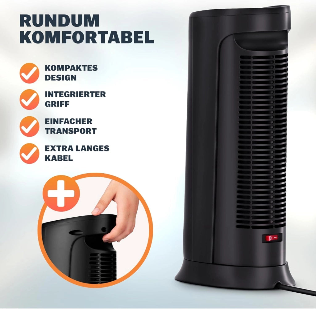 Monzana Stufa 2000W 15-40° Timer Telecomando Oscillazione 120° Timer Termoventilatore Risparmio Energetico Ceramico Nero