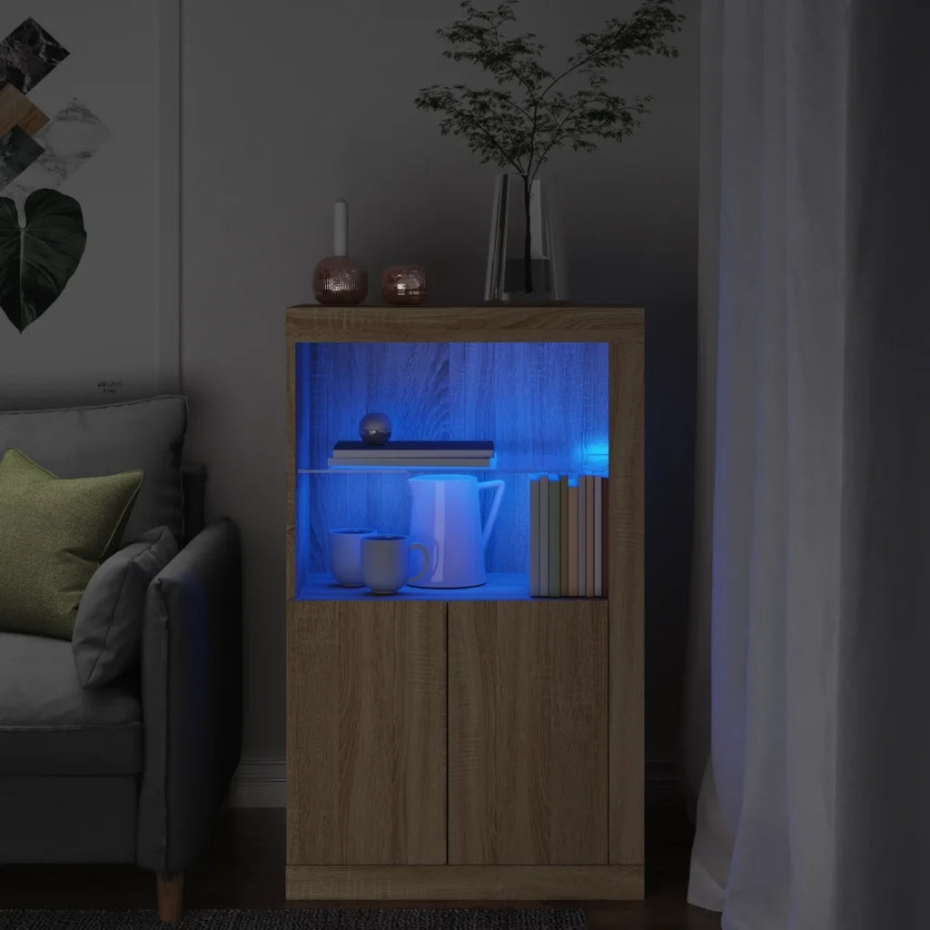 Armadietto con Luci LED Rovere Sonoma in Legno Multistrato 836625