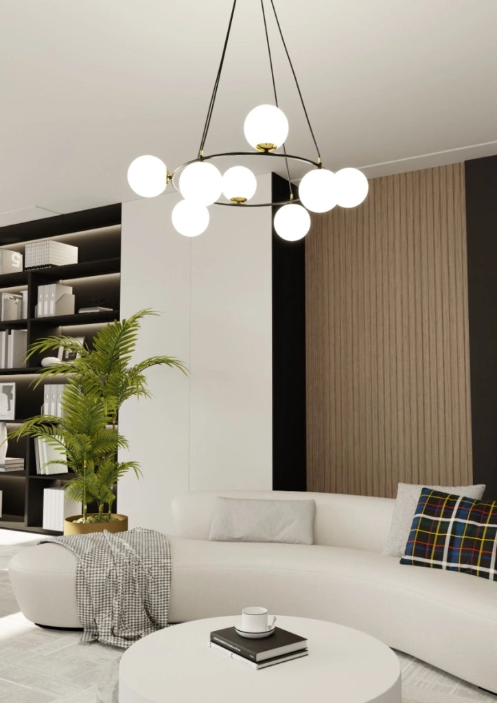 Lampadario sospeso Azura 8 luci nero opale Emibig 1295/8