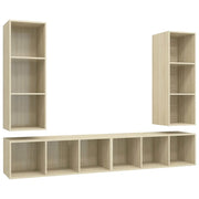 Mobile TV multimediale da parete mensola TV credenza TV sala da pranzo soggiorno camera da letto 4 pezzi legno ingegnerizzato rovere Sonoma marrone 02_0029081