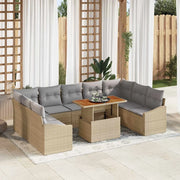 Set da Pranzo per Giardino con cuscino 10 pcs Beige e grigio