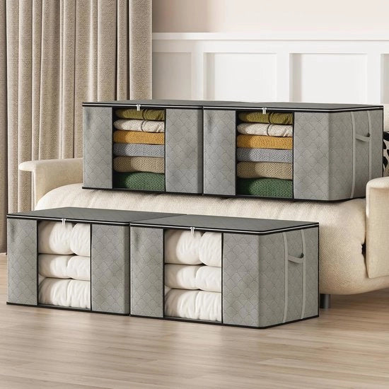 90 Litri di Magazzino - Cassa di Stoccaggio di Abbigliamento Opaca con Coperchio e Maniglie
