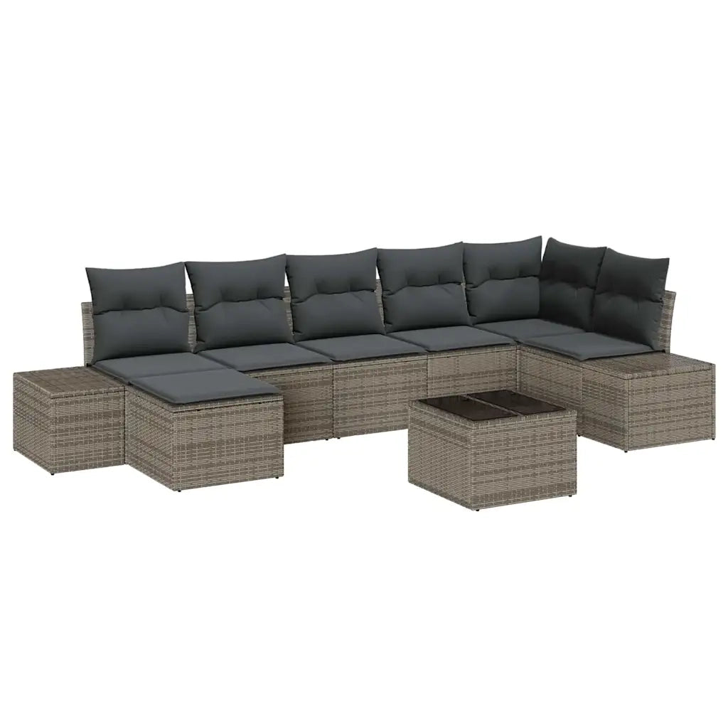 Set Divano da Giardino con cuscino 7 pcs Grigio polyrattan 3355828