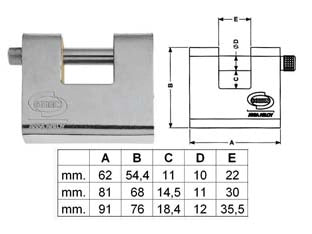 LUCCHETTO CORAZZATO A UNA BOCCA PL211  mm.60 (PL2116000)    CORBIN