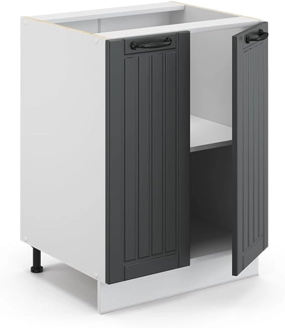 Mobiletto base cucina Fame-Line, Antracite casa di campagna, 60 cm senza piano di lavoro, per la combinazione con altri moduli della serie Fame-Line
